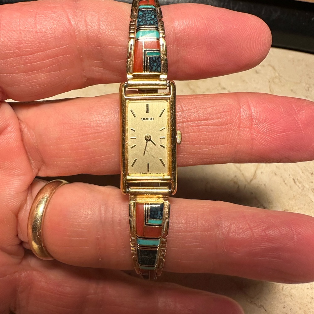 Vintage 14k Zuni watch tips.
